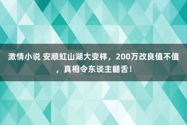 激情小说 安顺虹山湖大变样，200万改良值不值，真相令东谈主齰舌！